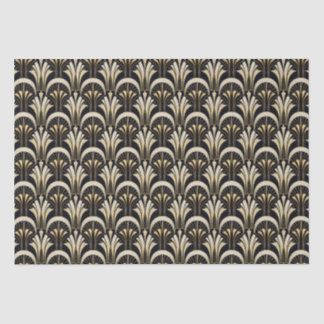 Papier Mousseline Symmétrique Art Déco Noir et Or