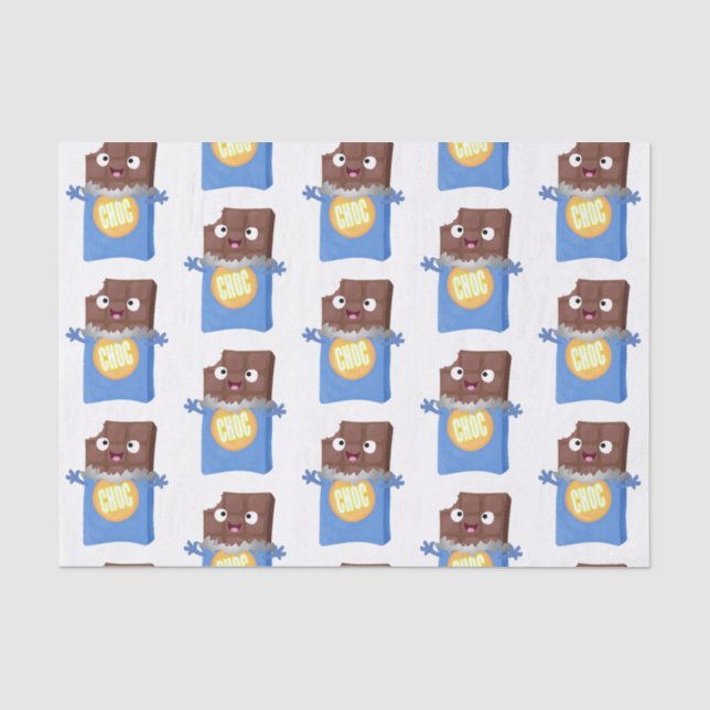 Papier Mousseline Sympa chocolat chocolat bonbon bar personnage de d (Recto)