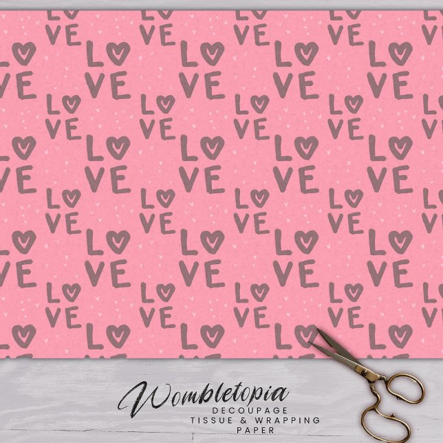 Papier Mousseline Sympa Modern Love Script Pink Valentine's Day (Créateur téléchargé)