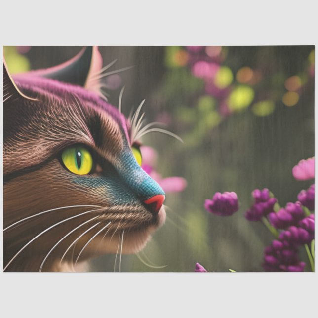 Papier Mousseline Tabby bleu calico chat, Imaginaire (Recto)