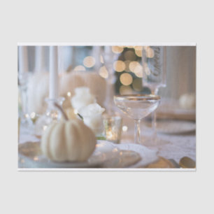 Papier Mousseline Table Thanksgiving Élégant Lieu Cadre Photo