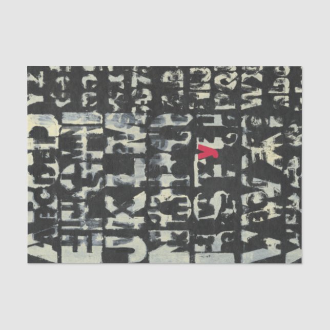 Papier Mousseline Tableau alphabétique de Norman Wyatt (Recto)