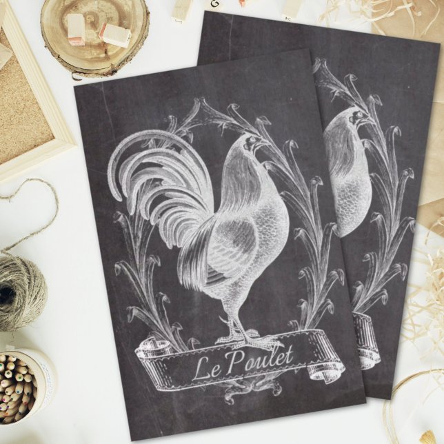 Papier Mousseline tableau chic rustique (rustic chic blackboard french country rooster tissue paper)
