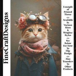 Papier Mousseline Tablette Chat En Écharpe Rose & Manteau CD6 Découp