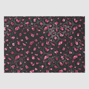 Papier Mousseline Taches de léopard élégantes rose chaud et noir pai
