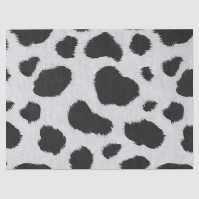 Papier Mousseline Taches de vache noire et blanche texture motif fau (Recto)