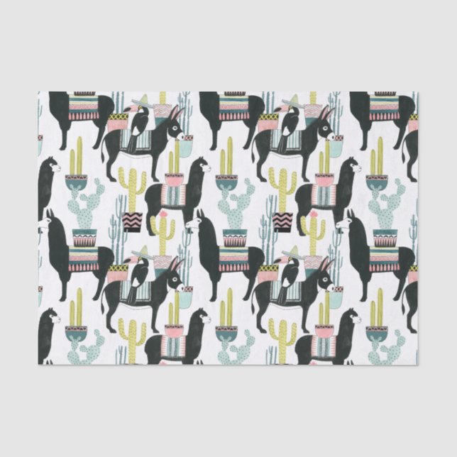 Papier Mousseline Taco à propos d'amour | Motif Llama & Donkey (Recto)