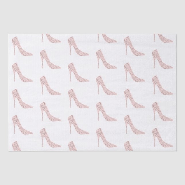 Papier Mousseline Talons Hauts Diamant Rose Argent Bridal Shower (Recto)