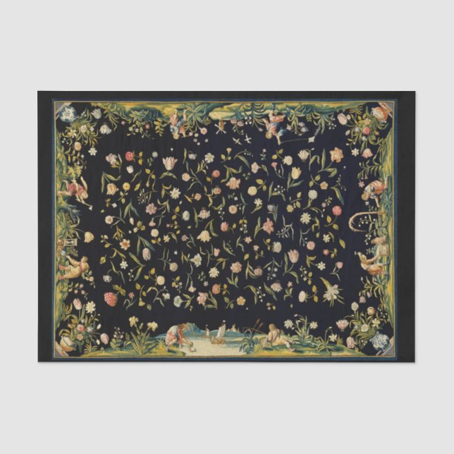Papier Mousseline Tapis de table fleuri antique (Recto)
