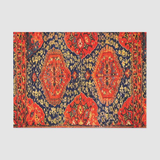 Papier Mousseline Tapis Oriental en bleu & brightorange (Recto)