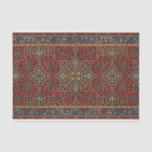 Papier Mousseline Tapis Perse Tapis Rouge Bleu classique (Recto)