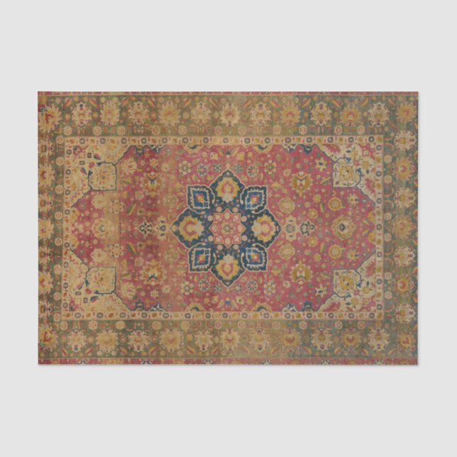 Papier Mousseline Tapis rouge or Kashan tapis Perse Asiatique (Recto)