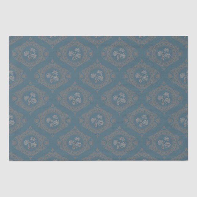 Papier Mousseline Tapisserie turquoise Rococo Mandala Elegant Ogee D (Recto)