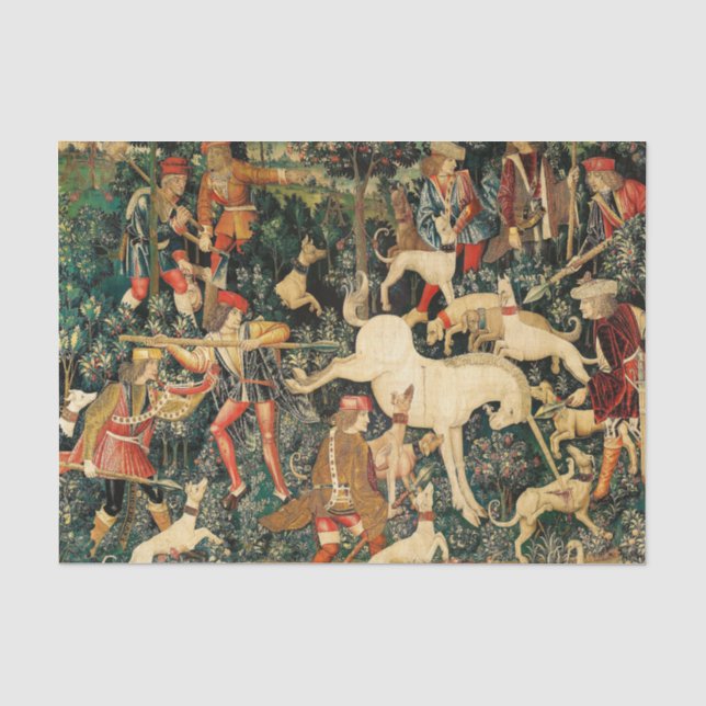 Papier Mousseline Tapisseries Unicorn Classique médiéval défend la c (Recto)