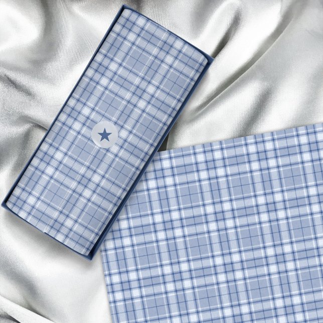 Papier Mousseline Tartan - bleu moyen à bleu clair et bleu marine (Tartan - Medium blue to Light and Navy Blue Tissue Paper by Leapfroglisics Shop)