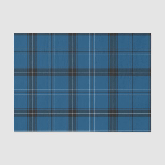 Papier Mousseline Tartan Bleu Ramsay Écossais (Recto)