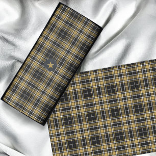 Papier Mousseline Tartan - Caramel noirOr OffBlanc