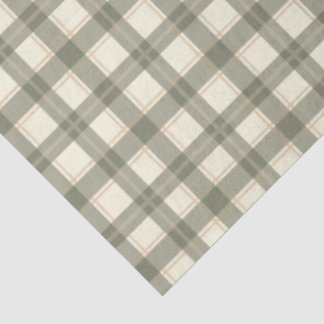 Papier Mousseline Tartan Classique Vert Sauge