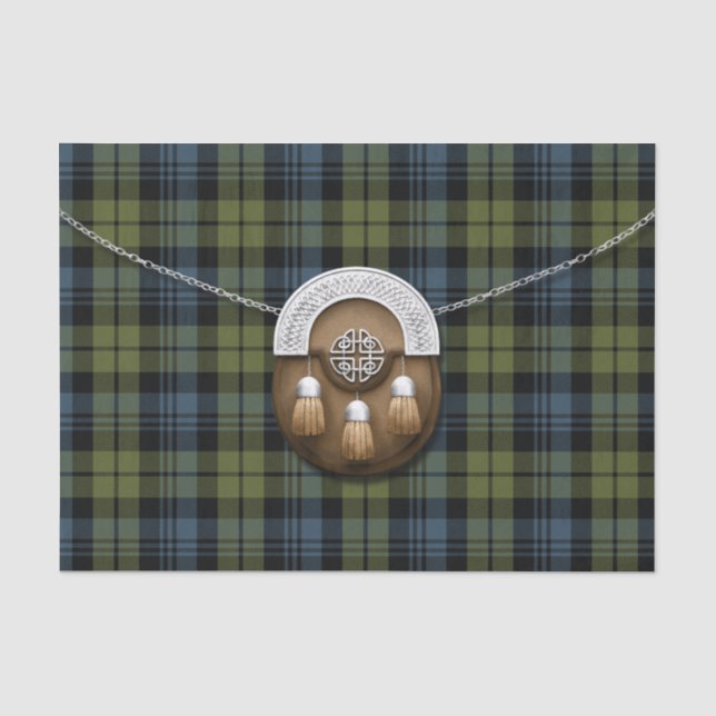Papier Mousseline Tartan et escarcelle de Campbell de clan (Recto)