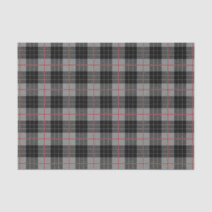 Papier Mousseline Tartan gris flanc noir plaid