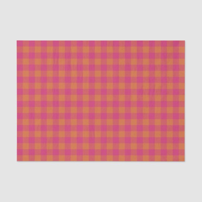 Papier Mousseline Tartan Plaid Retro Buffalo Motif rose et orange (Recto)