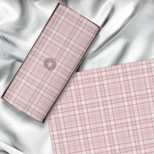 Papier Mousseline Tartan - rose bébé avec ciment blanc et rose foncé