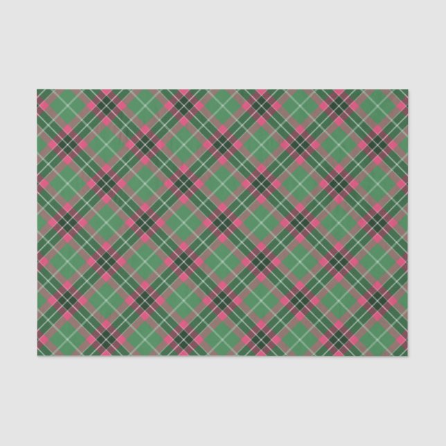 Papier Mousseline Tartan vert et rose (Recto)