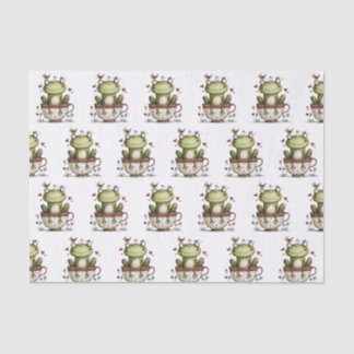 Papier Mousseline Tasse de thé grenouille verte mignonne motif fanta