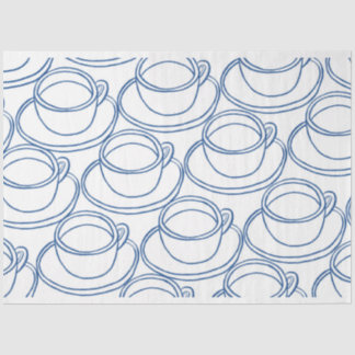 Papier Mousseline Tasses à thé d'art bleu et blanc