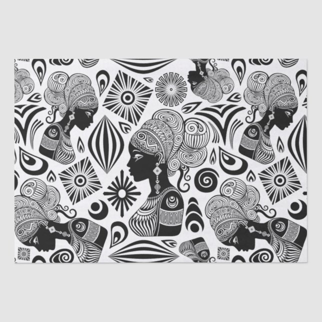 Papier Mousseline Tatouage Tribal Portrait de Fille Africaine (Recto)