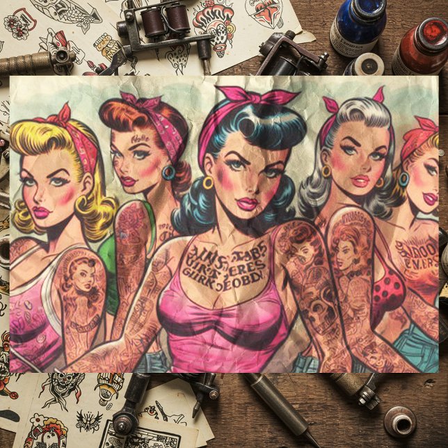 Papier Mousseline Tattoo Biker Girls Comics (Créateur téléchargé)