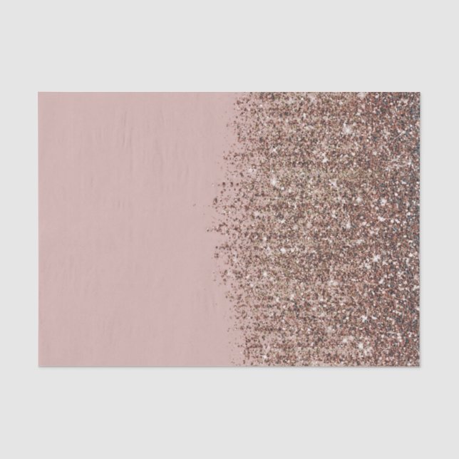 Papier Mousseline Taupe Blush Rose Bronze Or Glitter Glam (Recto)