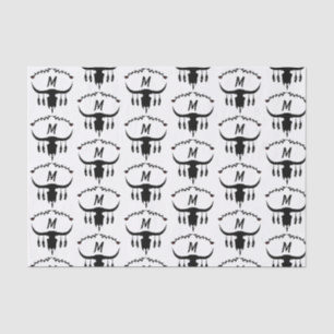 Papier Mousseline Taureau avec plumes noires Silhouette