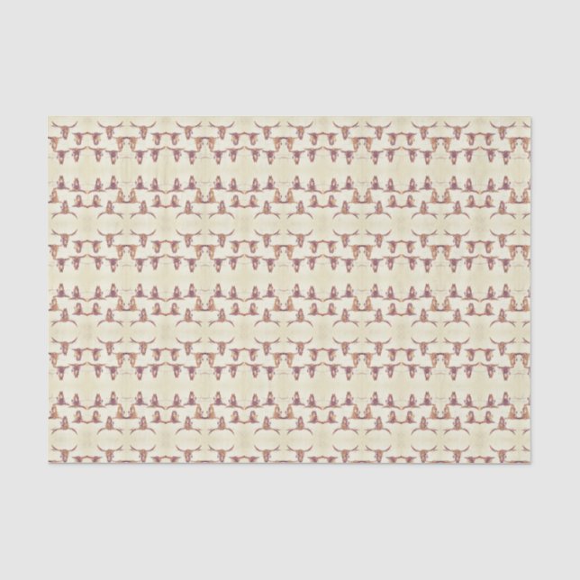Papier Mousseline Taureau Crânes Beige Brown Pays Découpage rustique (Recto)