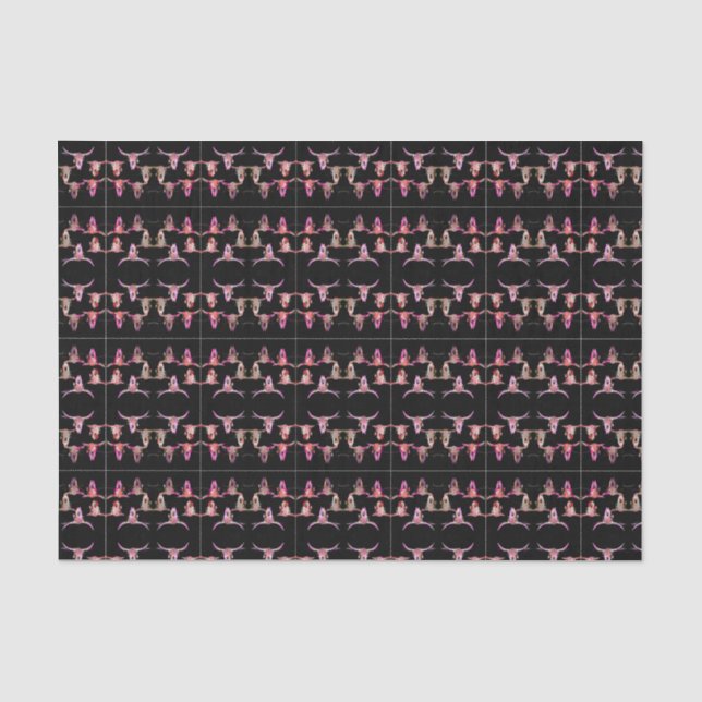 Papier Mousseline Taureau Pink Brown Ouest Noir Rustique (Recto)