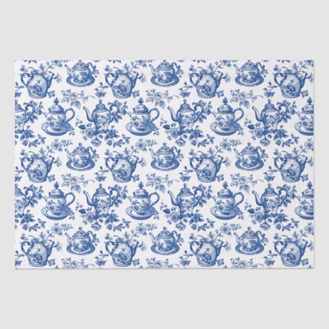 Papier Mousseline Tea Chinoiserie French Toile Du Jouy Motif (Recto)