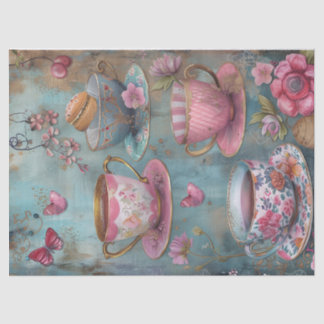 Papier Mousseline Tea Floral Temps Pastel Fleurs Découpage