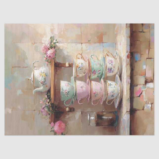 Papier Mousseline Tea Pot Set Cuisine Découpage (Recto)