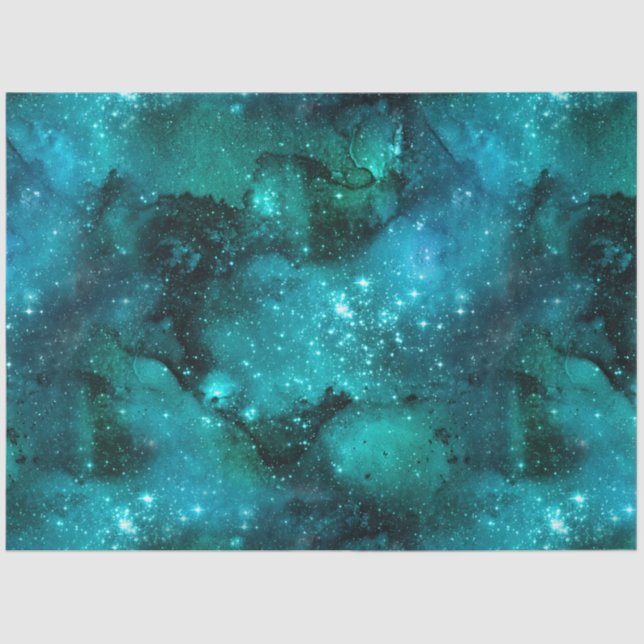 Papier Mousseline Teal Galaxy Series Design 6 (Recto)