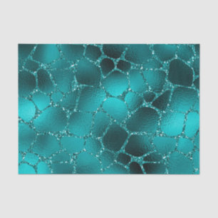 Papier Mousseline Teal ombre Glam Glitter Giraffe Spots