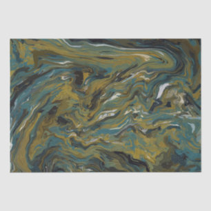 Papier Mousseline Teal, or, White and Black Oils