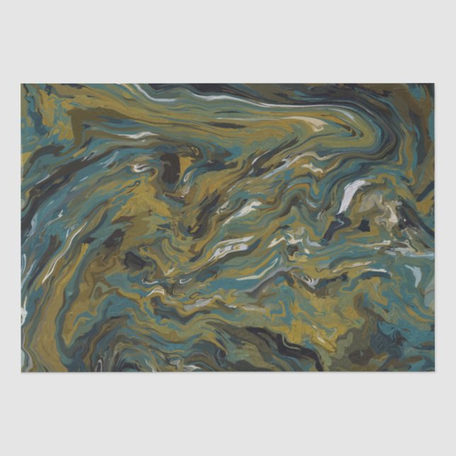 Papier Mousseline Teal, or, White and Black Oils (Recto)