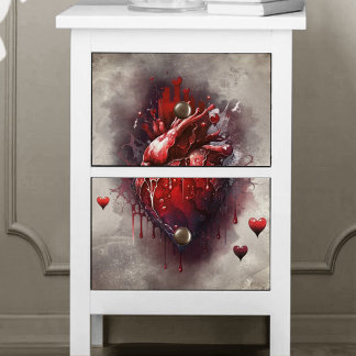 Papier Mousseline Técherie | Coeur avec goutte rouge et or saignant