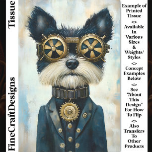 Papier Mousseline Teckel Steampunk Chien aux Lunettes CY3 Découpage