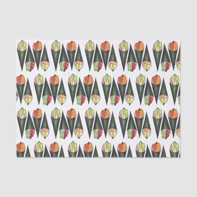 Papier Mousseline Tempaki Sushi Rolls À Main Rolls Cuisine Japonaise (Recto)