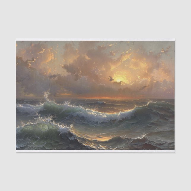 Papier Mousseline Tempête océanique Moody Paysage Peinture Découpage (Recto)