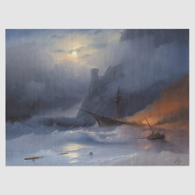 Papier Mousseline Tempête par Ivan Aivazovsky (Recto)