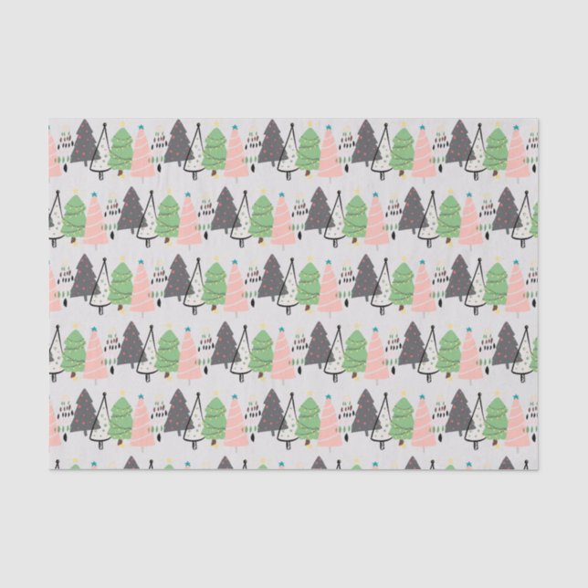Papier Mousseline Tendance Abstrait moderne arbres de Noël Motif (Recto)