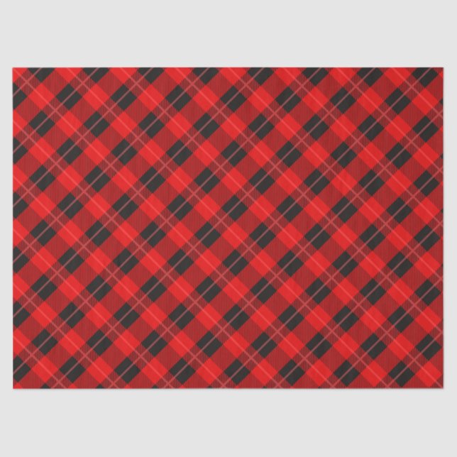 Papier Mousseline Tendance Plaid En Rouge Et Noir (Recto)