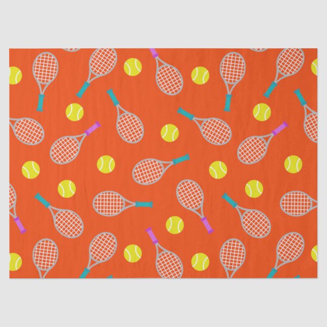 Papier Mousseline Tennis racket balle motif tissu de fête thème (Recto)